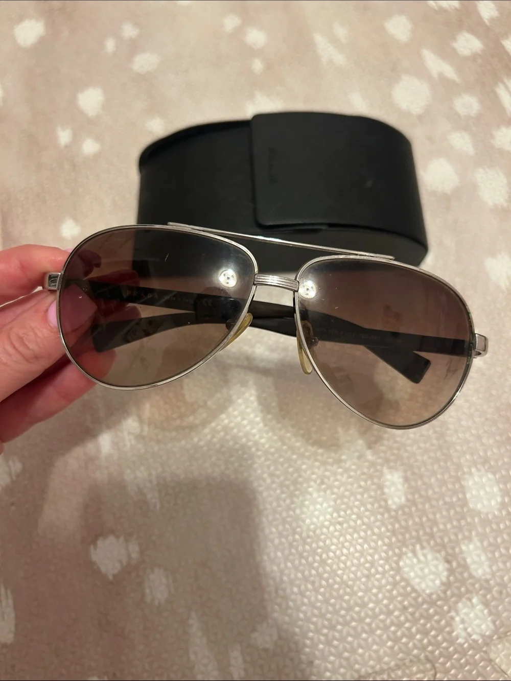 Prada Silver Frame Sunglasses with Brown Gradient Lenses